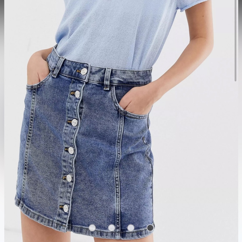 Mango front button denim miniskirt